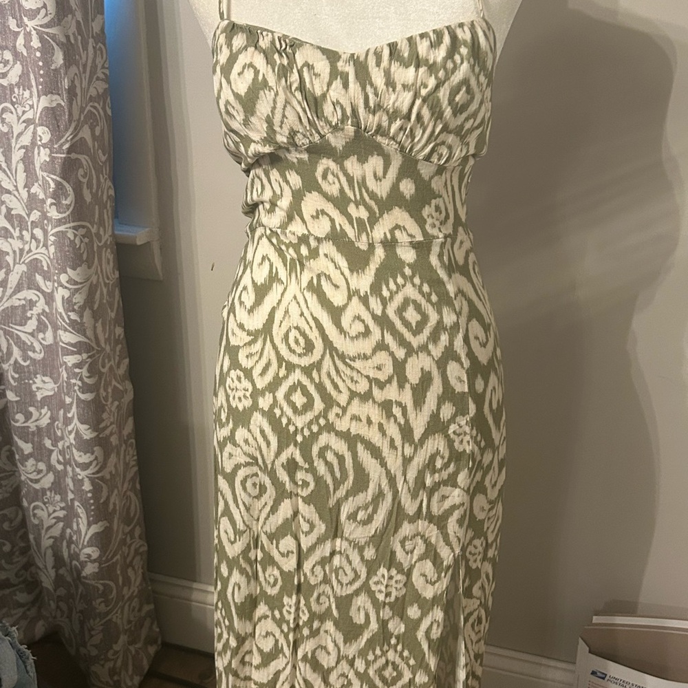 Zara Green and White Maxi Dress